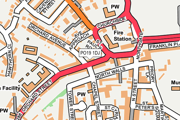 PO19 1DJ map - OS OpenMap – Local (Ordnance Survey)