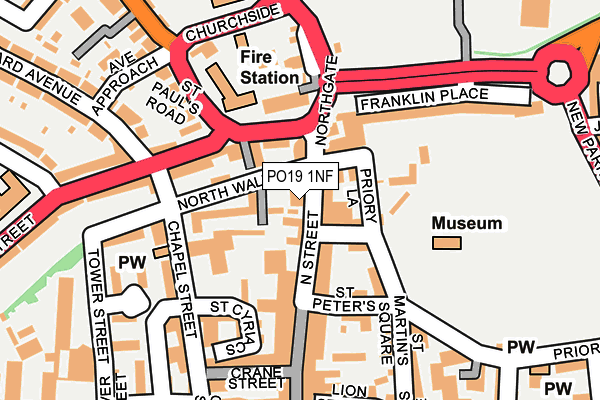 PO19 1NF map - OS OpenMap – Local (Ordnance Survey)