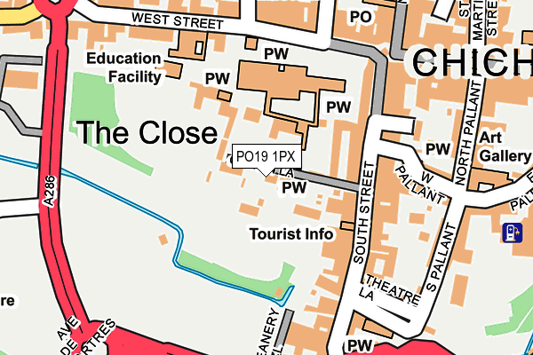 PO19 1PX map - OS OpenMap – Local (Ordnance Survey)