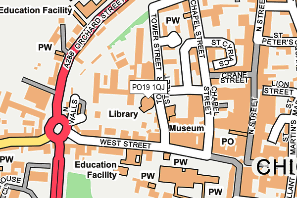 PO19 1QJ map - OS OpenMap – Local (Ordnance Survey)