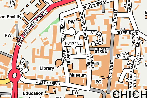 PO19 1QL map - OS OpenMap – Local (Ordnance Survey)