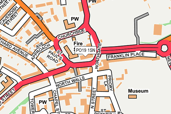 PO19 1SN map - OS OpenMap – Local (Ordnance Survey)