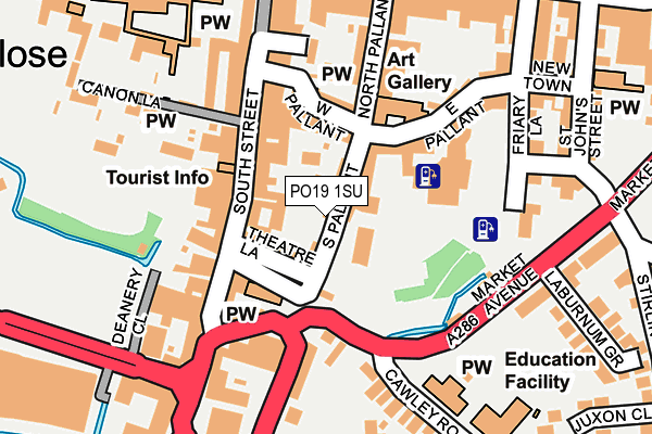 PO19 1SU map - OS OpenMap – Local (Ordnance Survey)