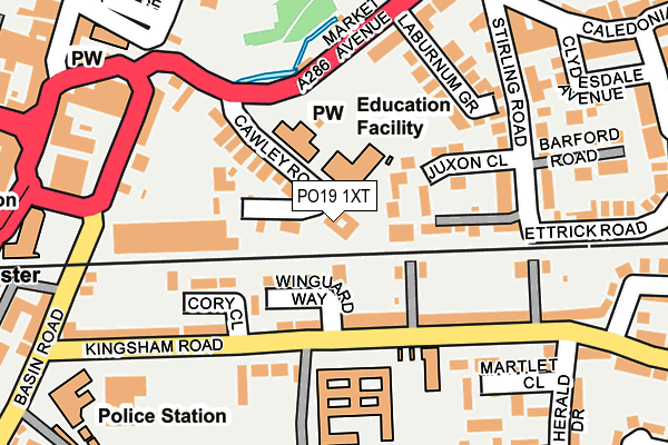 PO19 1XT map - OS OpenMap – Local (Ordnance Survey)