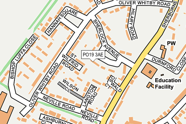 PO19 3AE map - OS OpenMap – Local (Ordnance Survey)