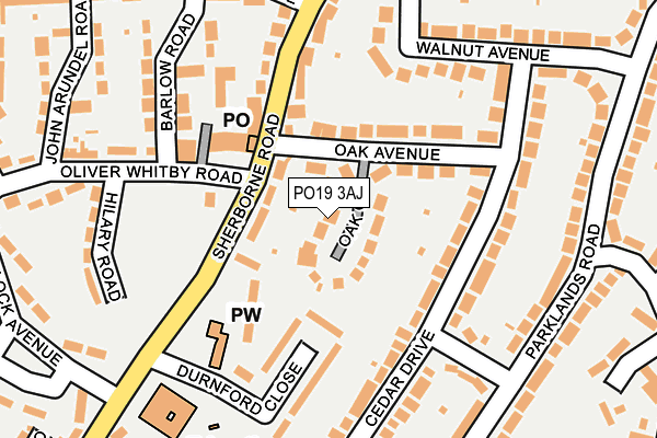 PO19 3AJ map - OS OpenMap – Local (Ordnance Survey)