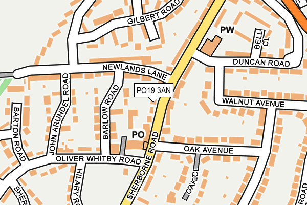 PO19 3AN map - OS OpenMap – Local (Ordnance Survey)