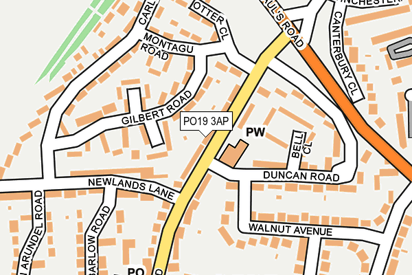 PO19 3AP map - OS OpenMap – Local (Ordnance Survey)