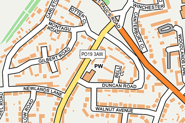 PO19 3AW map - OS OpenMap – Local (Ordnance Survey)