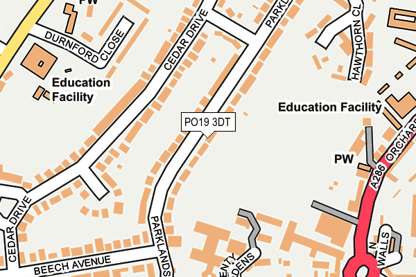 PO19 3DT map - OS OpenMap – Local (Ordnance Survey)