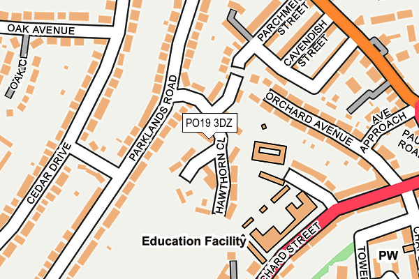 PO19 3DZ map - OS OpenMap – Local (Ordnance Survey)