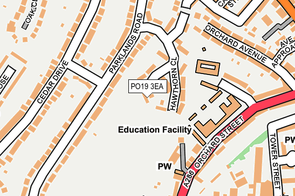 PO19 3EA map - OS OpenMap – Local (Ordnance Survey)