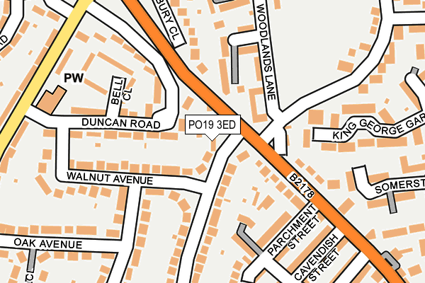 PO19 3ED map - OS OpenMap – Local (Ordnance Survey)