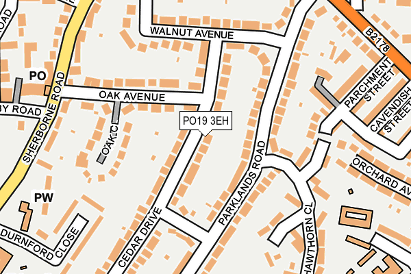 PO19 3EH map - OS OpenMap – Local (Ordnance Survey)