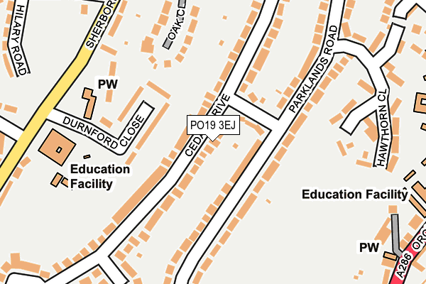 PO19 3EJ map - OS OpenMap – Local (Ordnance Survey)