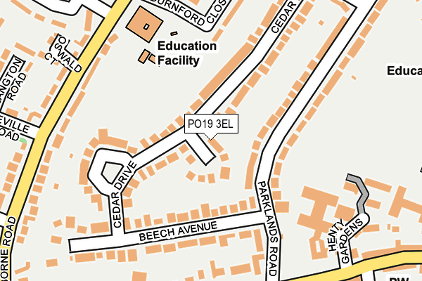 PO19 3EL map - OS OpenMap – Local (Ordnance Survey)