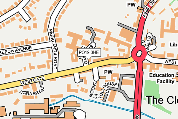 PO19 3HE map - OS OpenMap – Local (Ordnance Survey)