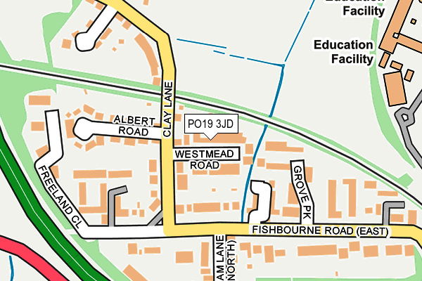 PO19 3JD map - OS OpenMap – Local (Ordnance Survey)