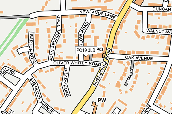PO19 3LB map - OS OpenMap – Local (Ordnance Survey)