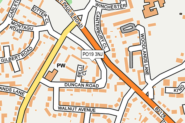 PO19 3NJ map - OS OpenMap – Local (Ordnance Survey)