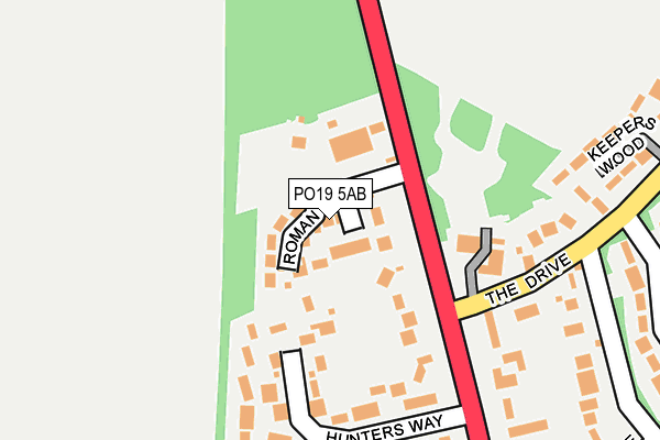 PO19 5AB map - OS OpenMap – Local (Ordnance Survey)