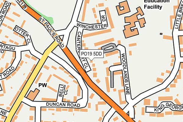 PO19 5DD map - OS OpenMap – Local (Ordnance Survey)