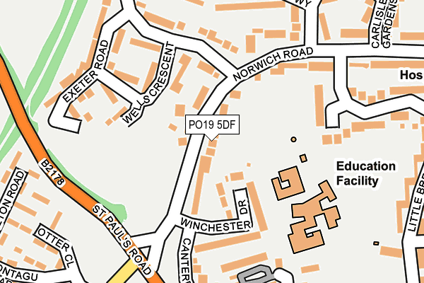 PO19 5DF map - OS OpenMap – Local (Ordnance Survey)