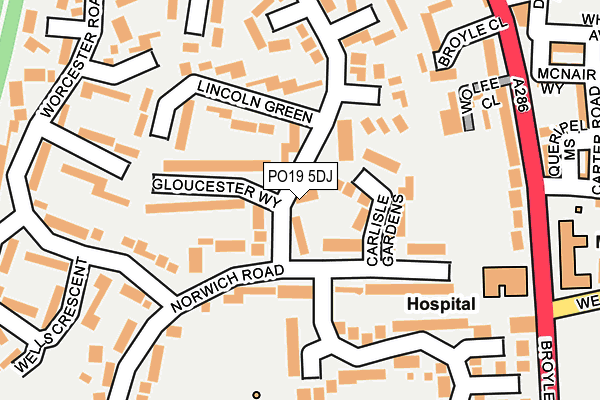 PO19 5DJ map - OS OpenMap – Local (Ordnance Survey)
