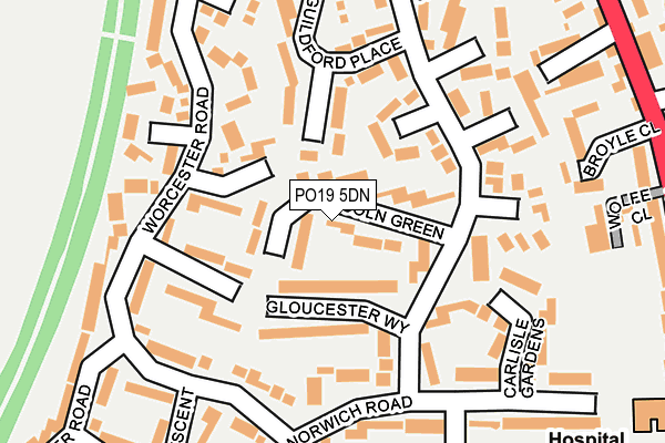 PO19 5DN map - OS OpenMap – Local (Ordnance Survey)