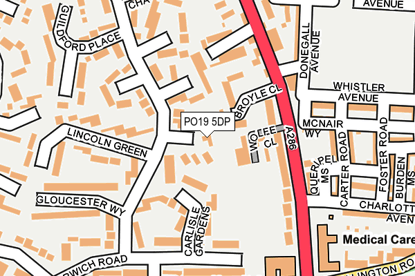 PO19 5DP map - OS OpenMap – Local (Ordnance Survey)
