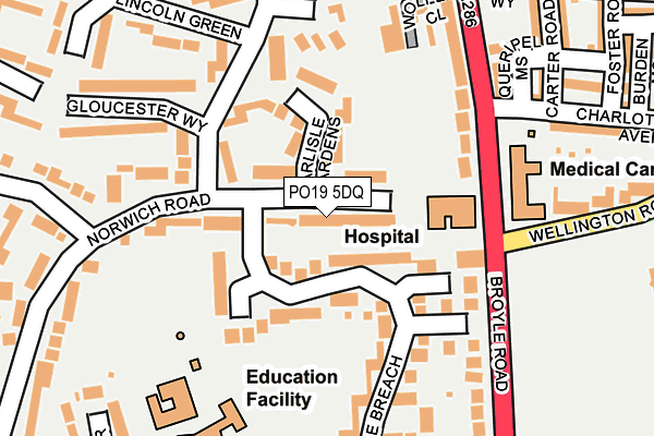 PO19 5DQ map - OS OpenMap – Local (Ordnance Survey)