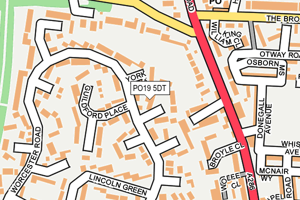 PO19 5DT map - OS OpenMap – Local (Ordnance Survey)