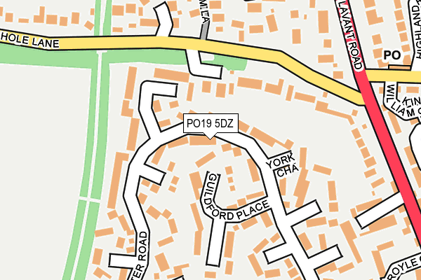 PO19 5DZ map - OS OpenMap – Local (Ordnance Survey)