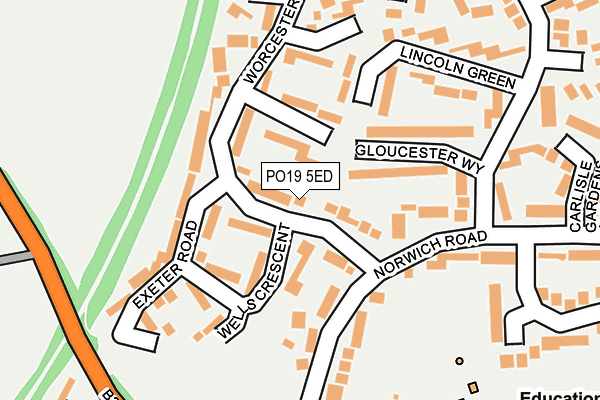 PO19 5ED map - OS OpenMap – Local (Ordnance Survey)
