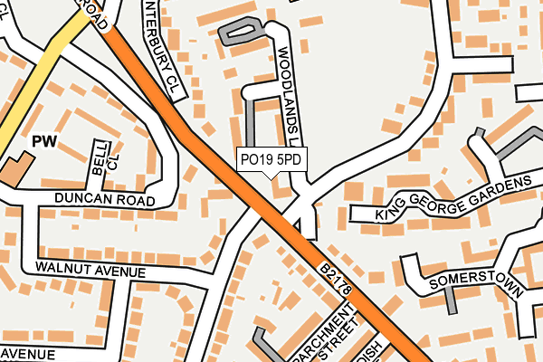 PO19 5PD map - OS OpenMap – Local (Ordnance Survey)
