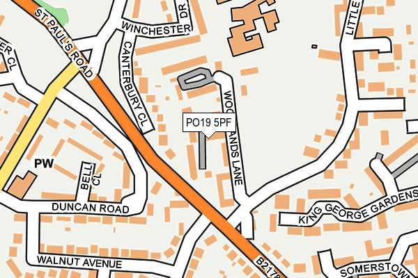 PO19 5PF map - OS OpenMap – Local (Ordnance Survey)