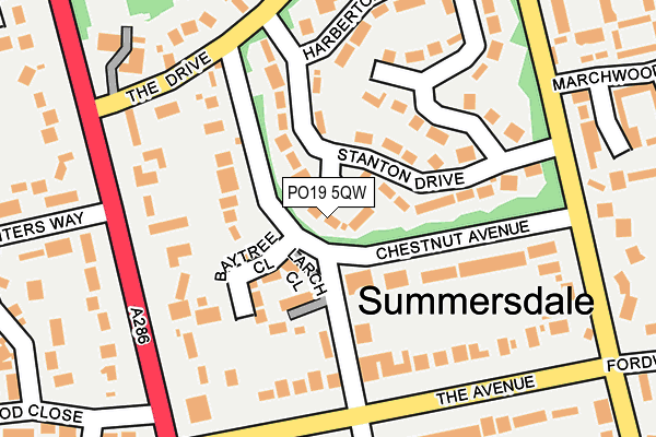 PO19 5QW map - OS OpenMap – Local (Ordnance Survey)