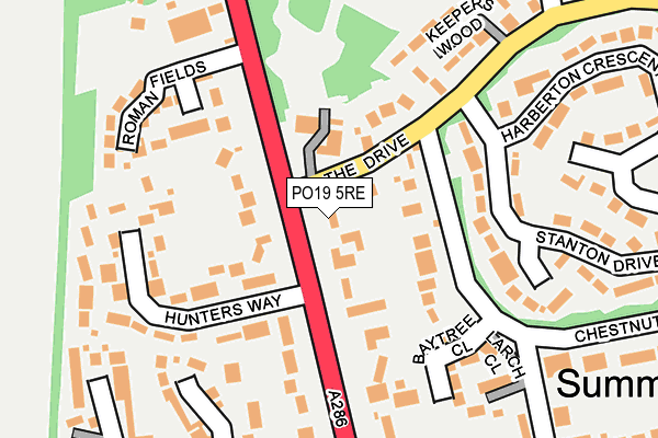PO19 5RE map - OS OpenMap – Local (Ordnance Survey)