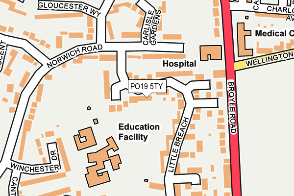 PO19 5TY map - OS OpenMap – Local (Ordnance Survey)