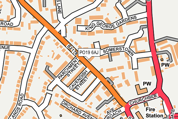 PO19 6AJ map - OS OpenMap – Local (Ordnance Survey)