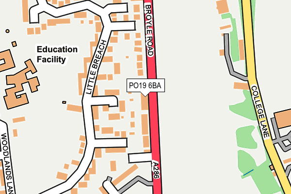 PO19 6BA map - OS OpenMap – Local (Ordnance Survey)