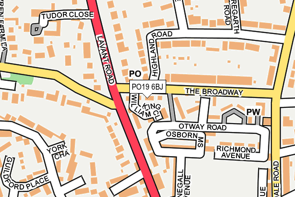 PO19 6BJ map - OS OpenMap – Local (Ordnance Survey)