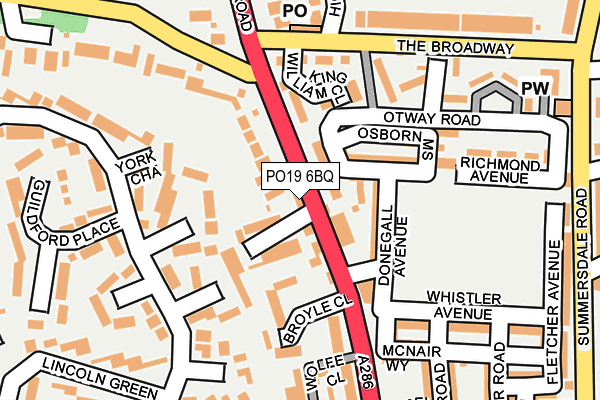 PO19 6BQ map - OS OpenMap – Local (Ordnance Survey)