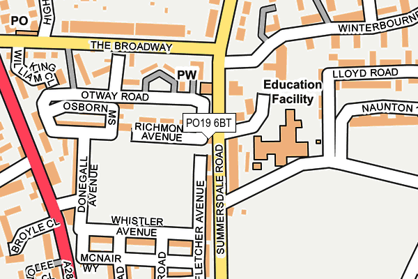 PO19 6BT map - OS OpenMap – Local (Ordnance Survey)