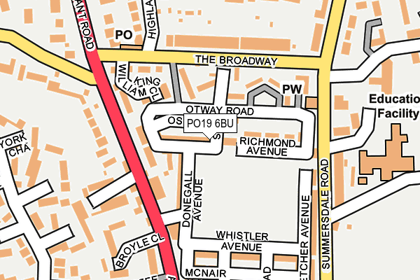 PO19 6BU map - OS OpenMap – Local (Ordnance Survey)