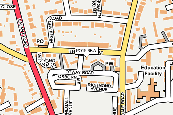 PO19 6BW map - OS OpenMap – Local (Ordnance Survey)