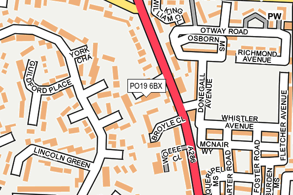 PO19 6BX map - OS OpenMap – Local (Ordnance Survey)