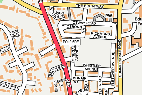 PO19 6DE map - OS OpenMap – Local (Ordnance Survey)