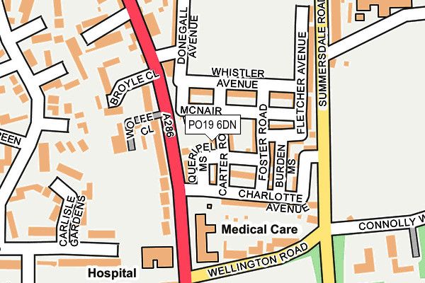 PO19 6DN map - OS OpenMap – Local (Ordnance Survey)