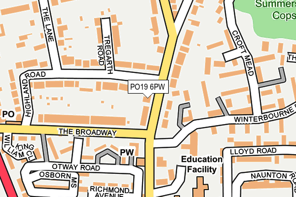 PO19 6PW map - OS OpenMap – Local (Ordnance Survey)